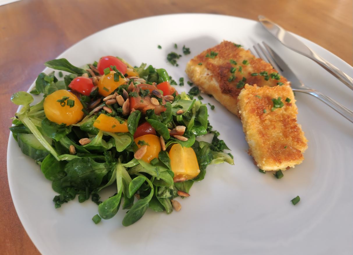 Neurodermitis Rezept Feta Schnitzel fertig