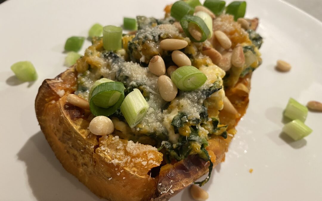 Gefüllte Süßkartoffel mit Spinat & Feta bei Neurodermitis