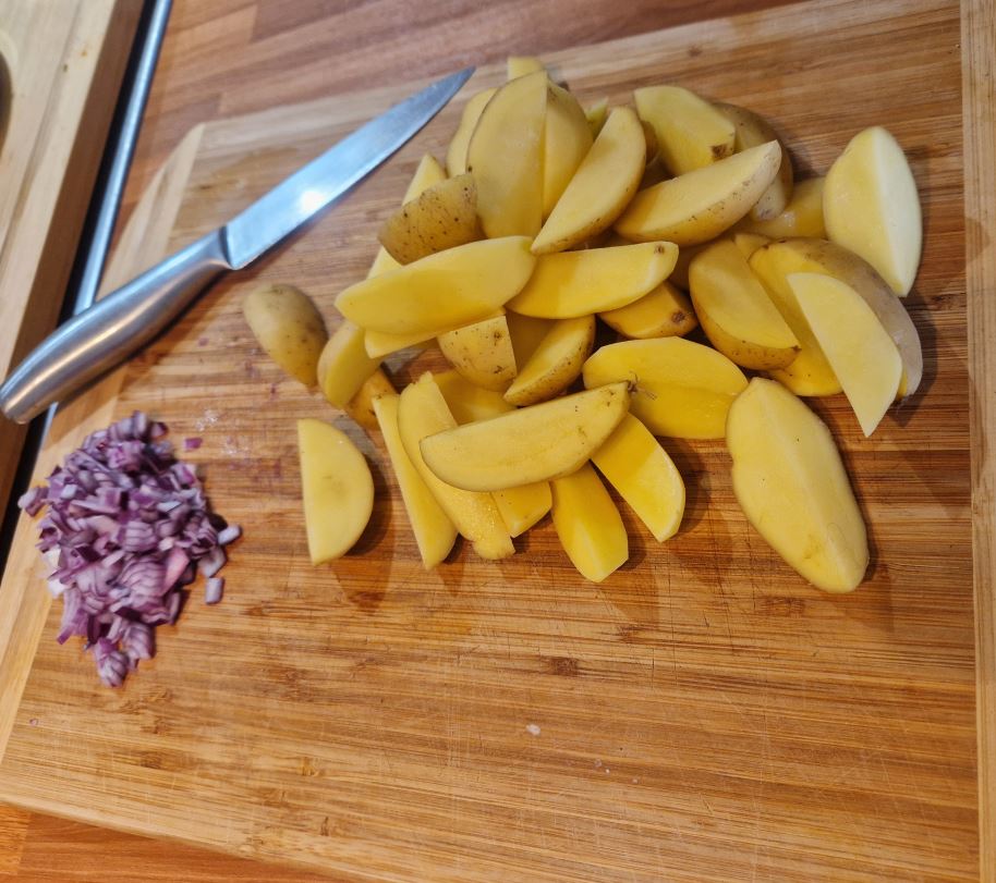 neurodermitis haehnchen spinat ricotta fuellung kartoffeln geschnitten
